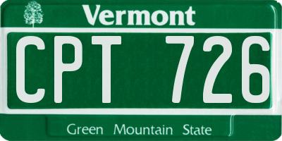 VT license plate CPT726