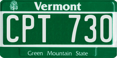 VT license plate CPT730