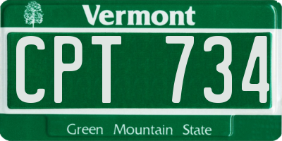 VT license plate CPT734