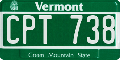 VT license plate CPT738