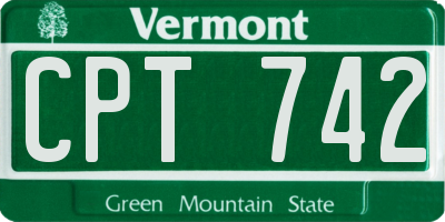 VT license plate CPT742