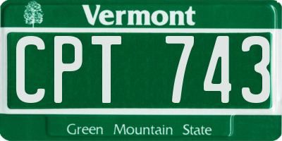 VT license plate CPT743