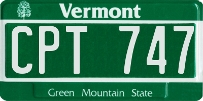 VT license plate CPT747