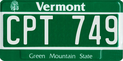 VT license plate CPT749
