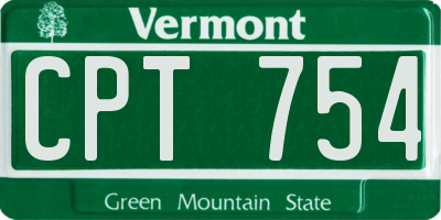 VT license plate CPT754