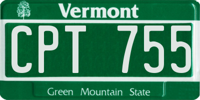 VT license plate CPT755