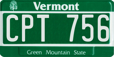 VT license plate CPT756