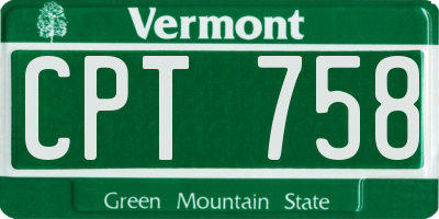VT license plate CPT758