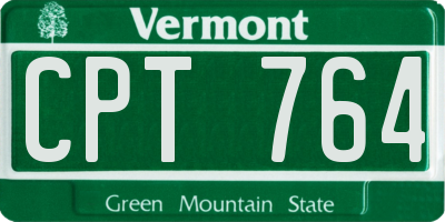 VT license plate CPT764