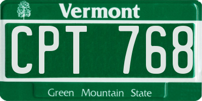 VT license plate CPT768
