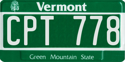 VT license plate CPT778
