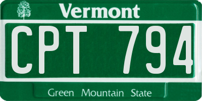 VT license plate CPT794