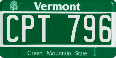 VT license plate CPT796