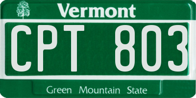 VT license plate CPT803