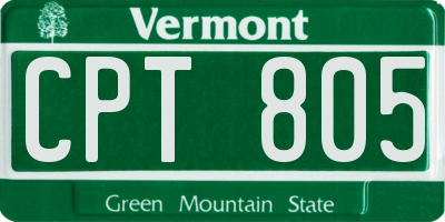 VT license plate CPT805