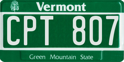 VT license plate CPT807