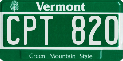 VT license plate CPT820