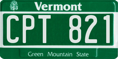 VT license plate CPT821