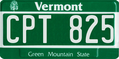 VT license plate CPT825