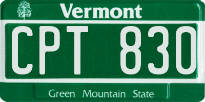 VT license plate CPT830