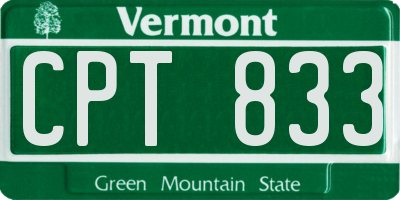 VT license plate CPT833
