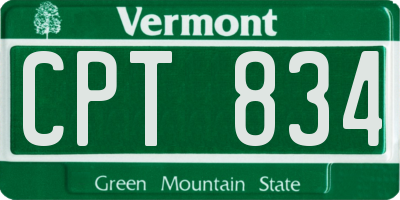 VT license plate CPT834