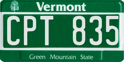 VT license plate CPT835