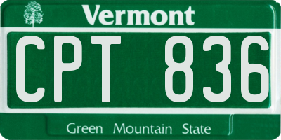 VT license plate CPT836