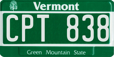 VT license plate CPT838