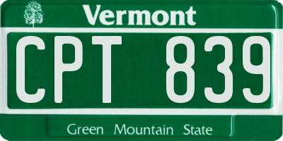 VT license plate CPT839
