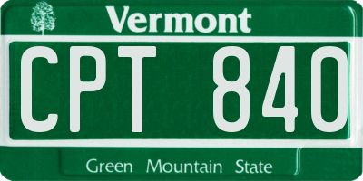 VT license plate CPT840