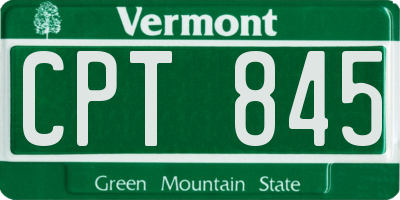 VT license plate CPT845