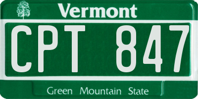 VT license plate CPT847