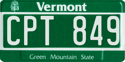 VT license plate CPT849