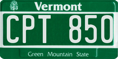 VT license plate CPT850