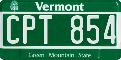 VT license plate CPT854
