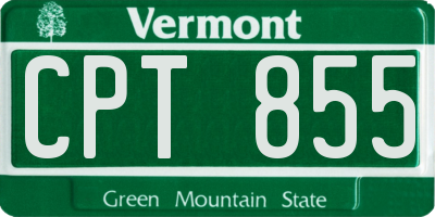 VT license plate CPT855