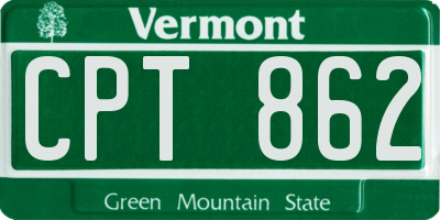 VT license plate CPT862