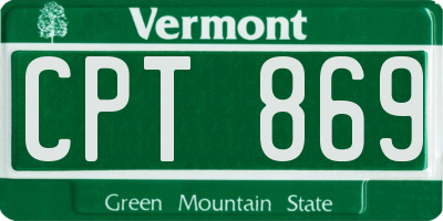 VT license plate CPT869
