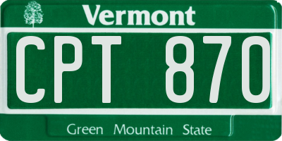 VT license plate CPT870