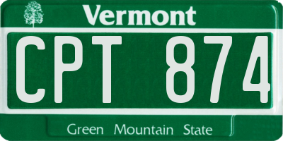 VT license plate CPT874