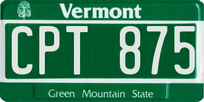 VT license plate CPT875
