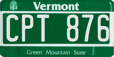 VT license plate CPT876