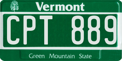 VT license plate CPT889