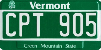 VT license plate CPT905