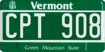 VT license plate CPT908
