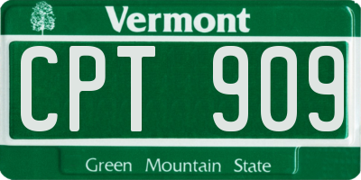 VT license plate CPT909