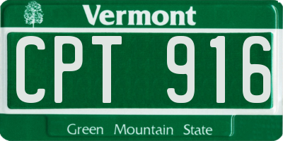 VT license plate CPT916