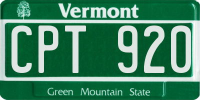 VT license plate CPT920