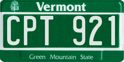 VT license plate CPT921